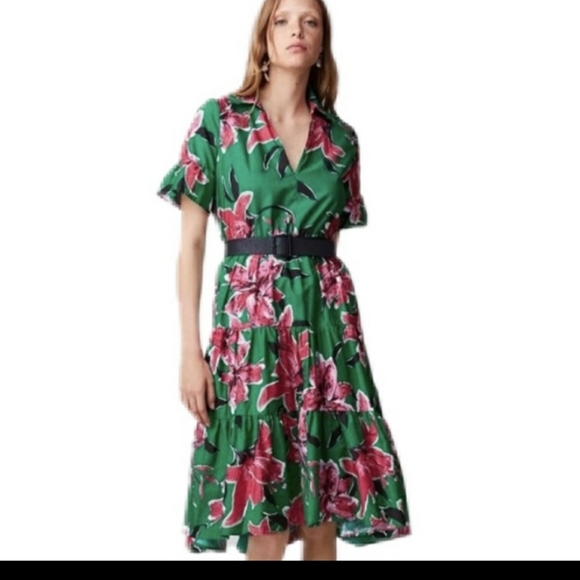 ✨2xHP✨Zara Floral Belted V-neck midi dress - Picture 14 of 14